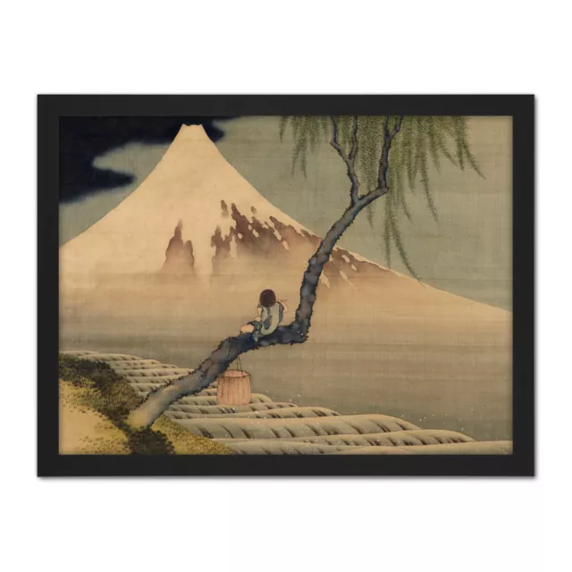 Hokusai Boy Viewing Mount Fuji Framed Wall Art Print 18X24 In