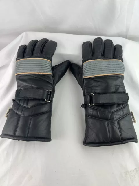 Vintage Yamaha Motorcycle/Snowmobile Gloves Men's(L) Black Leather Made in Korea