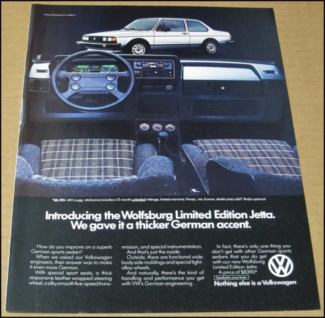 1983 Volkswagen Jetta Print Ad Car Automobile Advertisement Vintage VW Auto