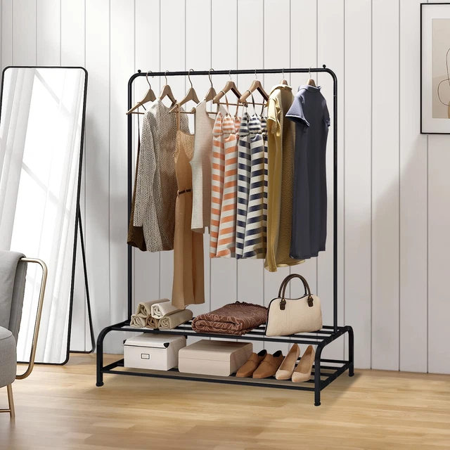 Aukfa Metal Clothes Rack, Clothes Drying Rack Cloth Hanger Rack Stand