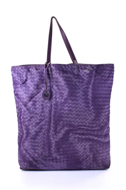 Bottega Veneta Womens Intrecciato Print Tote Shoulder Handbag Purple