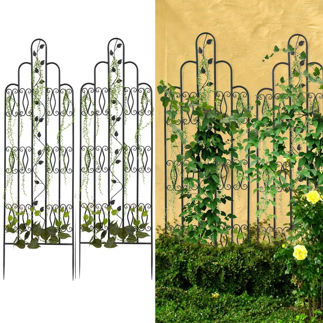 2er Rankgitter Metall Spalier Garten zum Stecken Rankhilfe für Kletterpflanzen