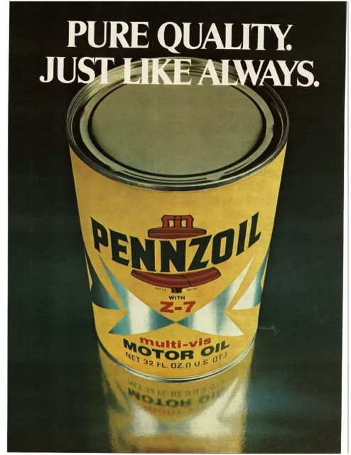 1974 PENNZOIL Multi-Vis motor oil Pure Quality Vintage Print Ad