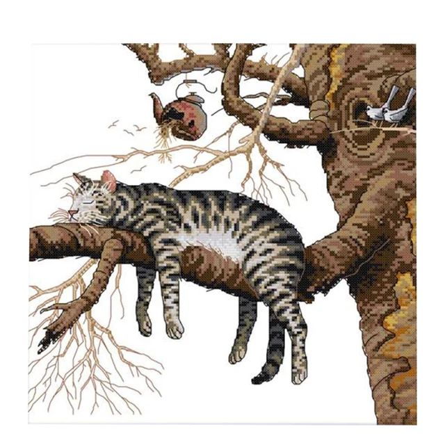 Kit Point De Croix Design Works "Watering Can Cats" - Tissu Aida 14ct, 20x25cm - Neuf