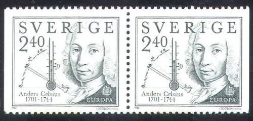 Sweden 1982 MNH Pair, Anders Celsius Swedish Astronomer, Invented Thermometer