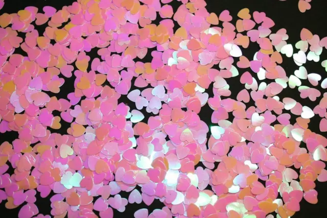 20 grams Pink Pearlescent Heart shaped PVC Sequins Paillettes 7mm x 7mm