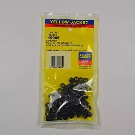 (100-Pack) Yellow Jacket 19005 Gaskets for All 1/4" Charging Hoses - SPECIAL!!!!