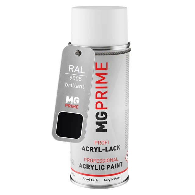 MG PRIME Lackstift RAL 9005 Tiefschwarz | 50 Ml, Seidenmatt, Schnelltrocknend | Für Metall, Kunststoff, Modellbau