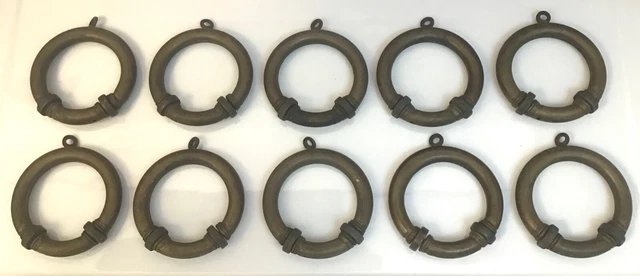 Vintage Curtain Rod Ring Rollers Lot of 10 Pieces Gilt Brass Group 2 With Holes