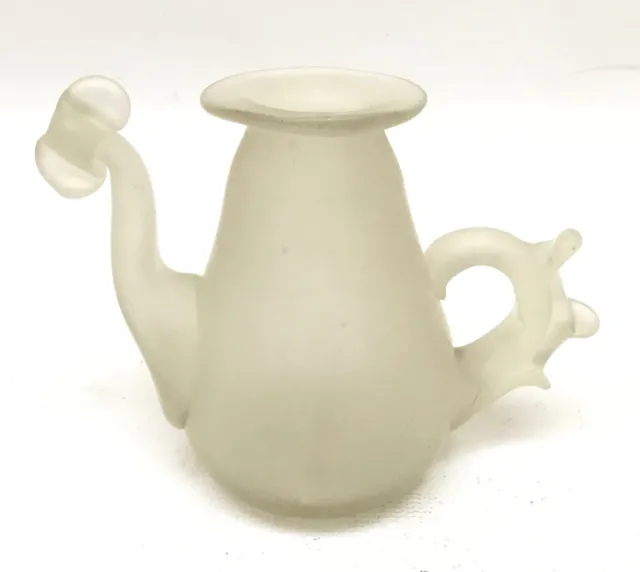 Antique Hand Blown Frosted Glass Miniature Pitcher Creamer 3 3/8”