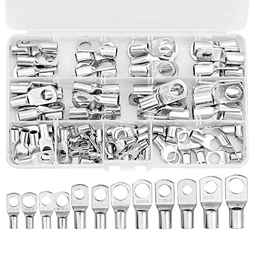 80Pcs Cosses de Câble Cosse a Sertir Cosses à Sertir de Batterie Trou de Boulon