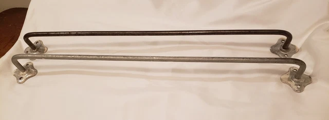 Pair Of Vintage Retro Salvaged Metal Towel Bars Curved End 19.5" Length