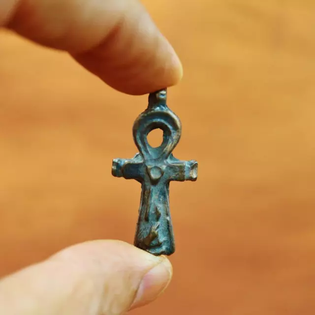 UNIQUE Antique Copper/Brass Egyptian Amulet of Ancient Cross Ankh Key of Life