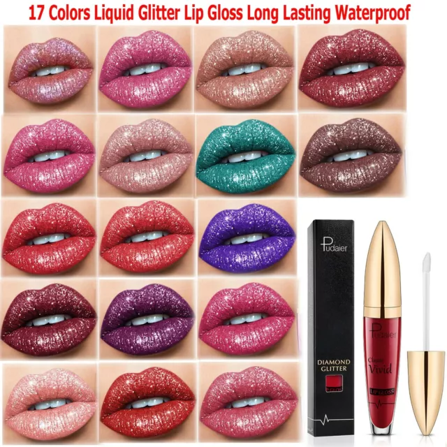 Make up 17 Shades Cosmetic Long-Lasting Glitter Liquid Lip Gloss Waterproof