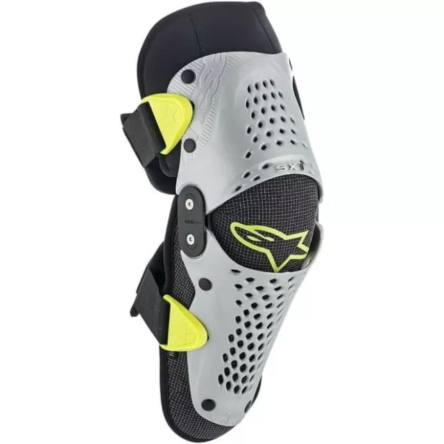 ALPINESTARS SX1 YOUTH KNEE GUARDS SILVER FLUO HINGED MOTOCROSS KIDS Small