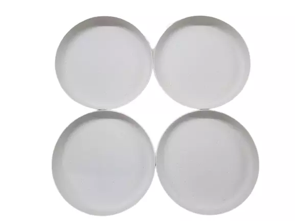 NEW Bamboo Fiber 9" Dinner Plate Set 4-piece set Speckled White DEEP