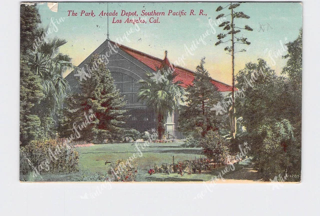 PPC Postcard CA California Los Angeles Park Arcade Depot Southern Pacific RR