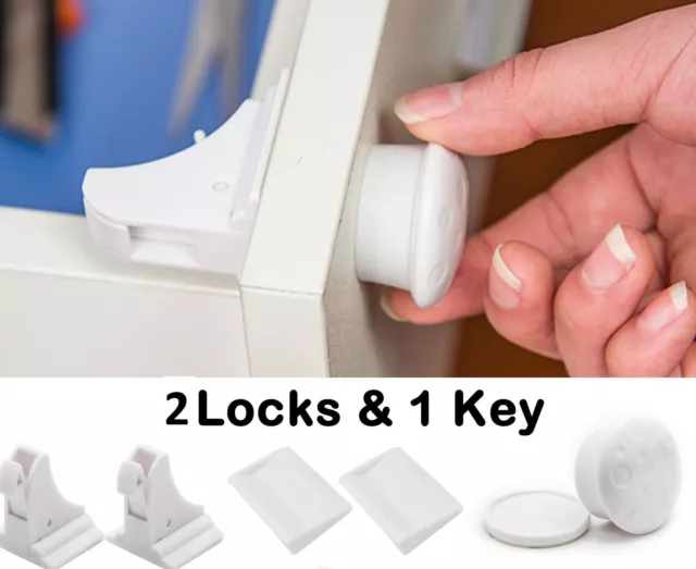 Invisible Magnetic Baby Child Pet Proof Cupboard Door Drawer Safety Lock Catch