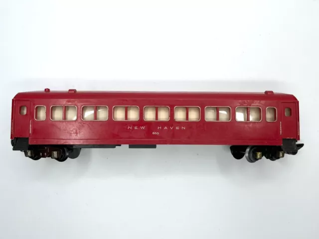 Vintage American Flyer S Gauge #650 New Haven Illuminated Passenger Coach Red