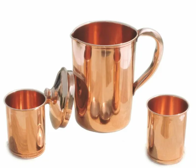 Pure Copper Drinking Water Jug Pitcher Tumbler For Health Benefit 1.5Ltr +300ml
