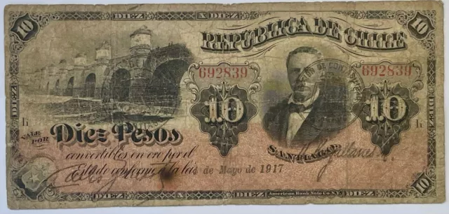 Chile - 10 Pesos - Mayo de 1917 - P21 - RARE