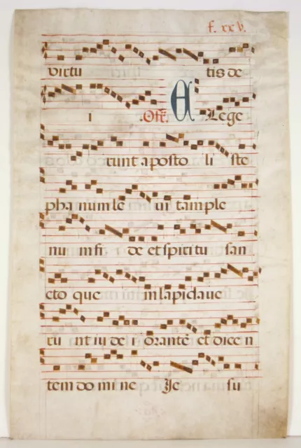 Medieval Gregorian Chant Manuscript on Velum/Parchment 15th-16th Century 10x16"