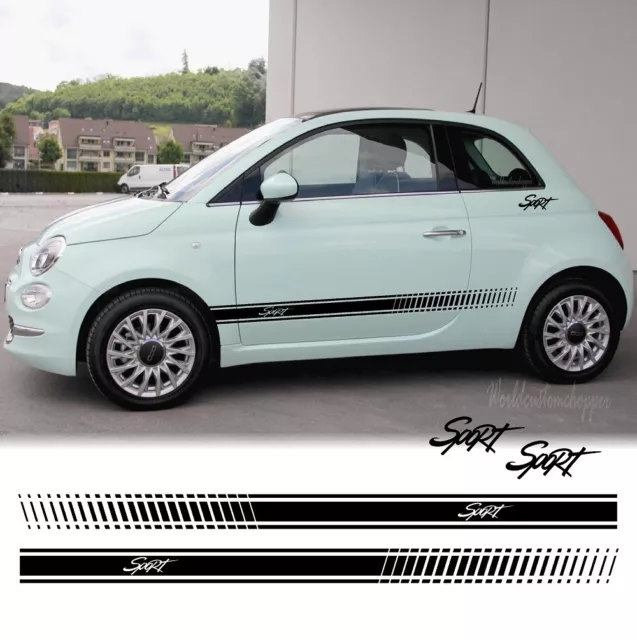 Adesivi Stickers fasce sotto porta per Fiat 500 Sport Auto Tuning