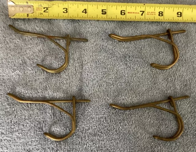 Lot of 4 Vintage Bent Wire Screw in Wall Hooks Coat~Hat~Towel Hooks