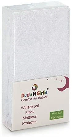 DUDU N GIRLIE Terry Towel Waterproof Fitted Sheet Mattress Protector (MiniCot/S