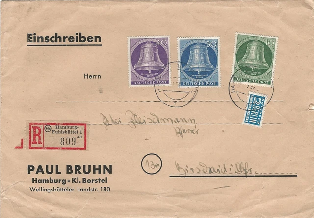 Berlin 20.3.1954: Glocke Mitte MiF 102/104/105 auf großem R-Bf. von Hamburg