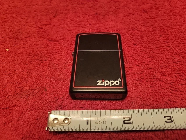 Zippo Lighter 2012 Matte Black Red Border Zippo Logo VTG USA