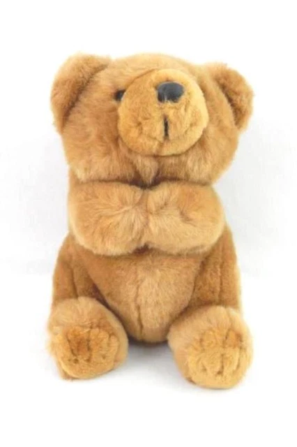Vintage Sugar Loaf Stuffed Bear Plush Doll Brown Soft Praying Hands
