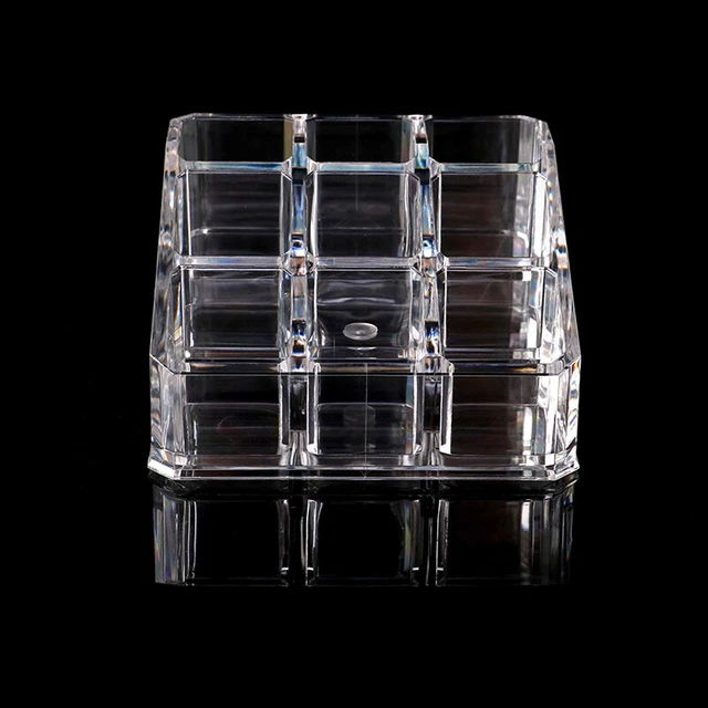 Clear Acrylic 9 Lipstick Holder Display Cosmetic Organizer Makeup Case -tz