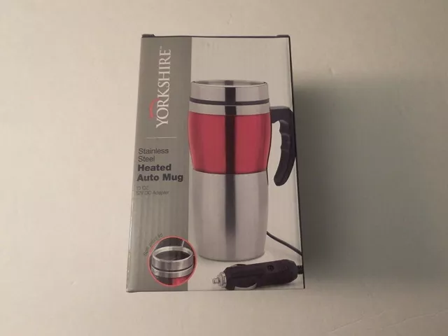 Yorkshire Stainless Steel Heated Auto Travel Mug (Coffee or Tea Travel Cup) 12V