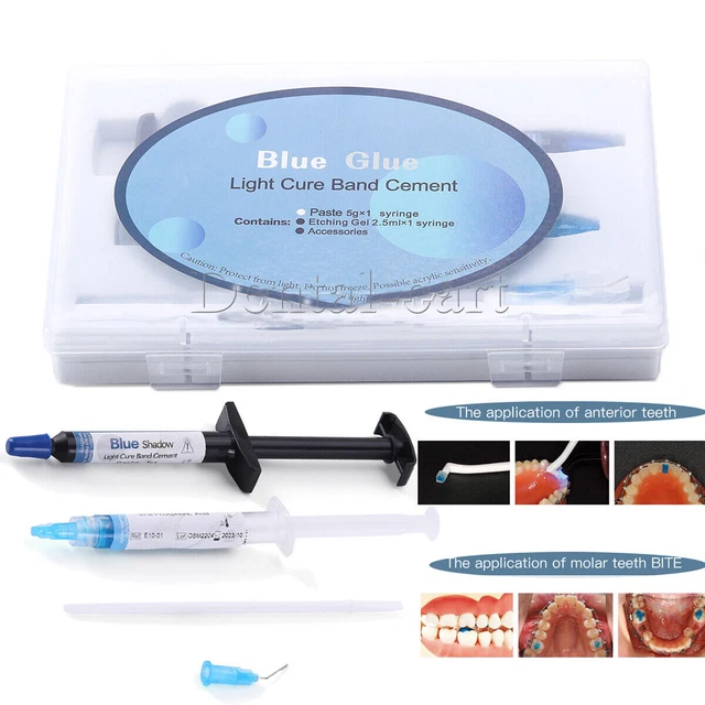 DENTAL ORTHODONTIC ADHESIVE Light Cure Band Cement Blue Glue Kit For