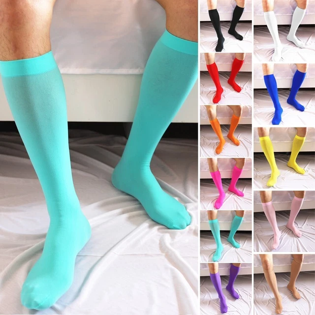 Mens Ultra-thin Stockings Soft Elastic Knee-high Invisible Seamless Socks