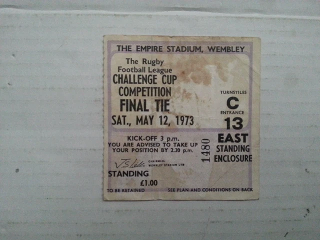 RUGBY LEAGUE CHALLENGE CUP FINAL TICKET 1973 Featherstone v Bradford ...