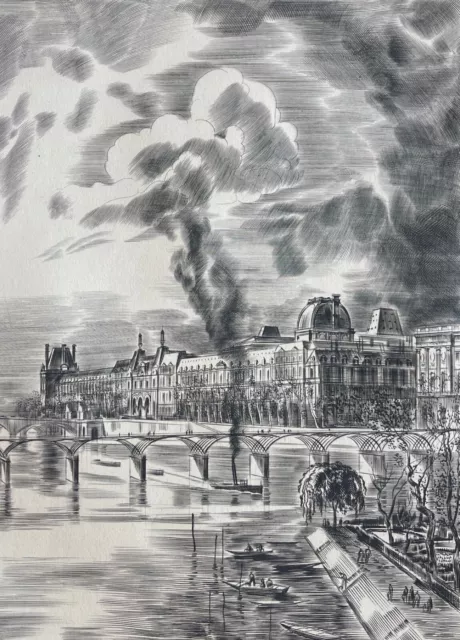 Paris Seine Der Louvre Von Albert Decaris 1949 Fance