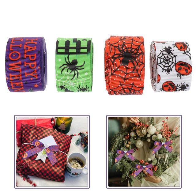 4 Rolls Halloween Webbing Polyester Garland Ribbon Gift Wrapping