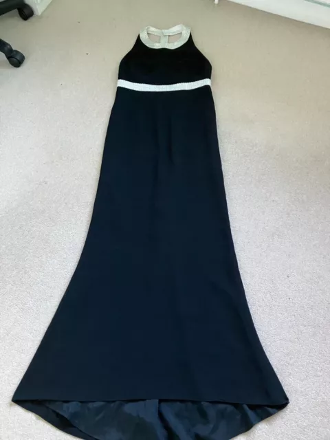 DUSK BY FRANK USHER Black Evening Occasion Dress Beaded Halterneck