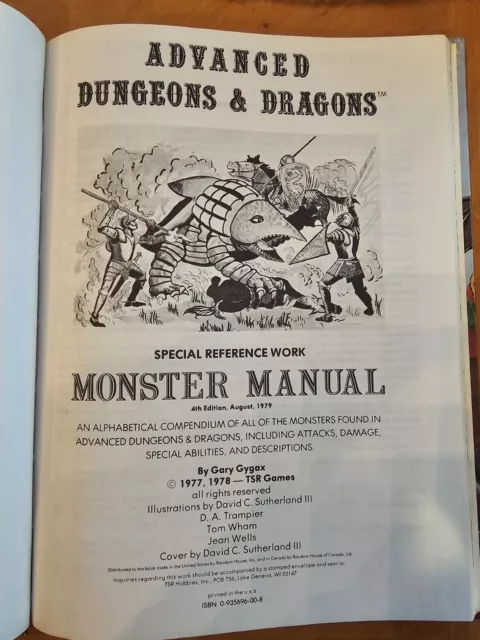 Advanced Dungeons & Dragons Monster Manual 4th Edition 1977 D&D TSR 3