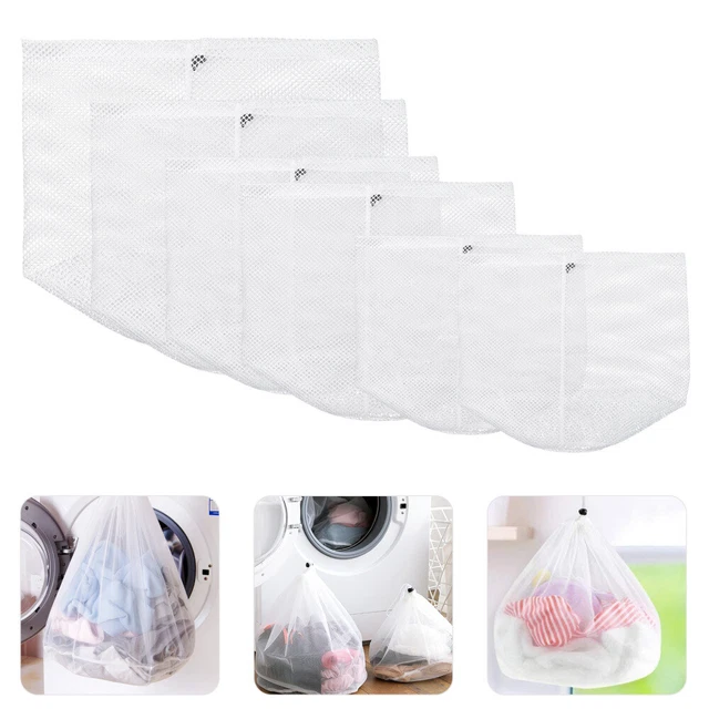 6 Pcs Wäschetrocknerbeutel Waschmaschine Netz Tasche Mesh-Waschtasche Kordelzug