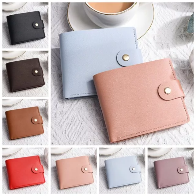 ID CREDIT CARD Leather Short Wallet Solid Color Card Holder Male $7.07 ...