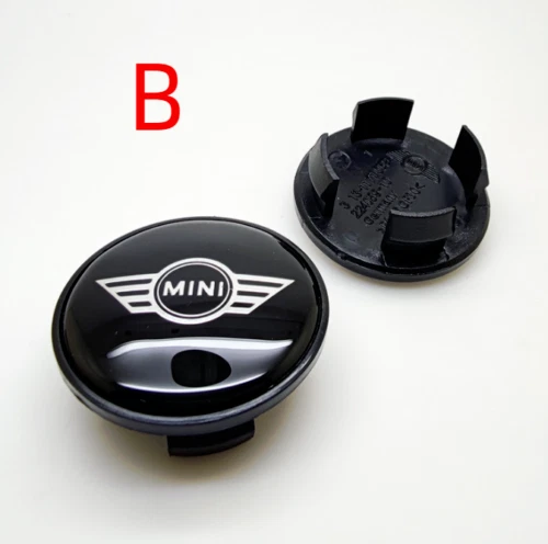 Set of 4 MINI ALLOY WHEEL CENTRE HUB CAPS BADGE BLACK 54mm COOPER ONE S (4pcs)