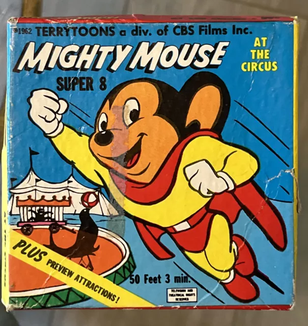 Película de colección 1962 Mighty Mouse at the Circus de 8 mm en caja original vista previa atracción