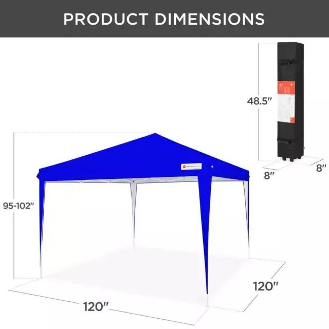 Best Choice Products Pop Up Canopy 110"x120"Blue Portable w/Carrying Bag Outdoor 2