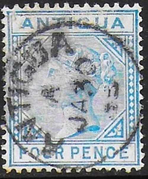 Antigua 1882  QV 4d Blue - wmk CrCA - p14 - SG23 - used sf