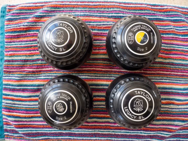 THOMAS TAYLOR LEGACY SL SIZE 2 LAWN BOWLS - Set of 4 in excellent condition