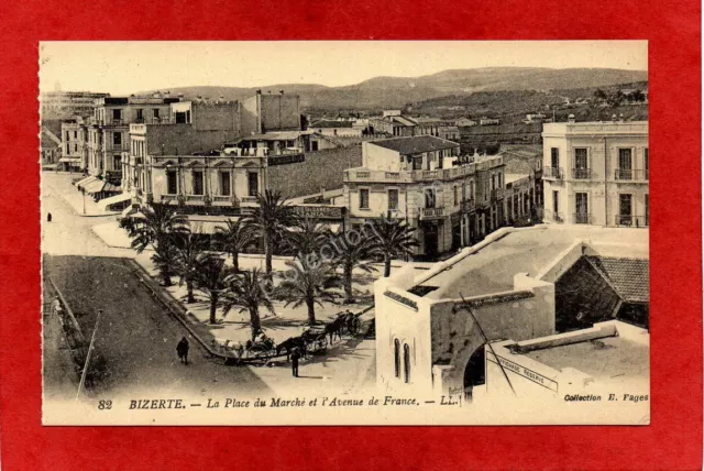 cpa Tunisie BIZERTE - La Place du Marché et l'Avenue de France