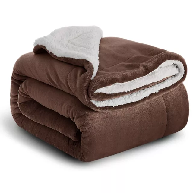 Heavy Sherpa Fleece Blanket 500 GSM Soft Warm Bed Sofa Throw Weighted Blanket UK